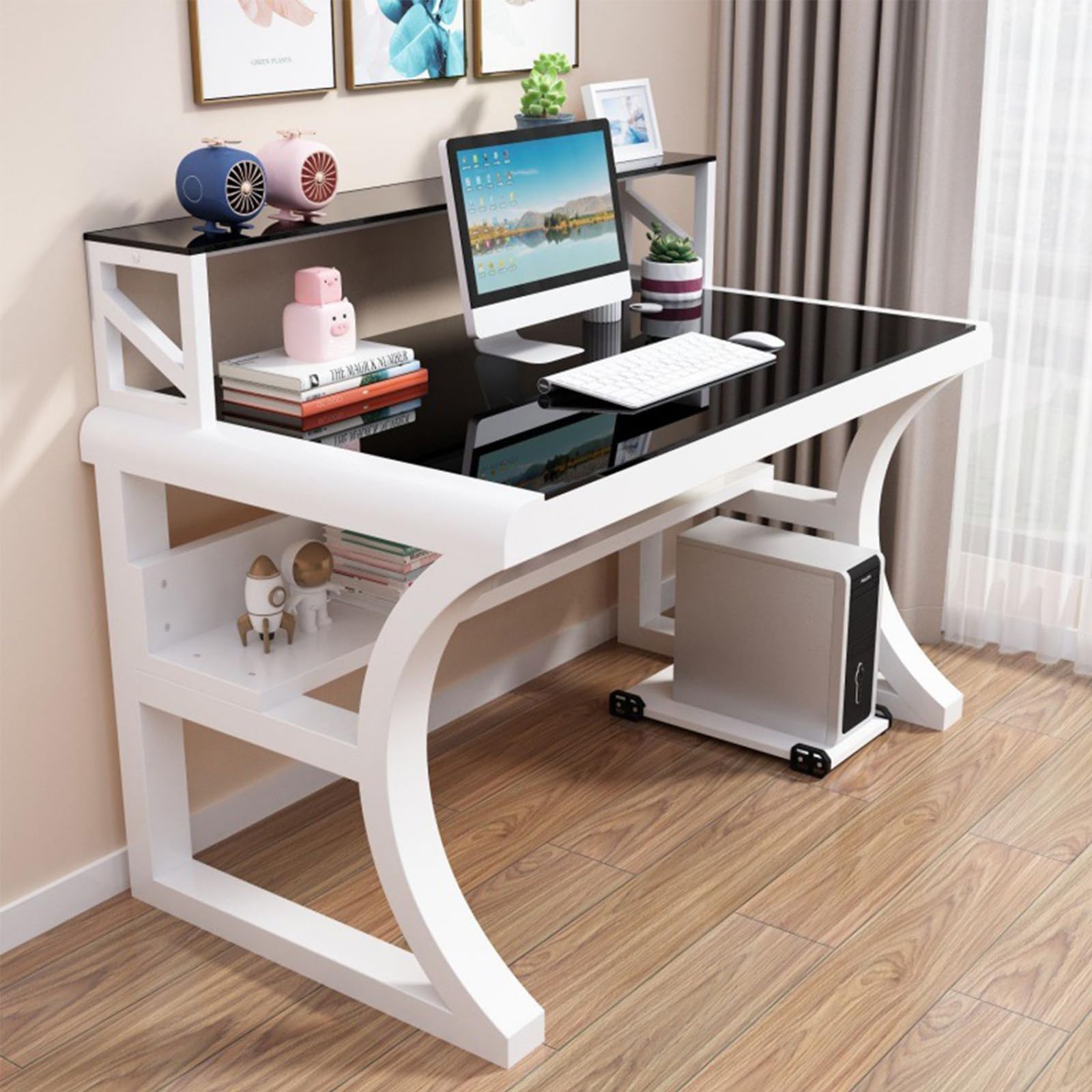 Amazon.com: SXXZYAZJ Tempered Glass Computer Desk, Large Office